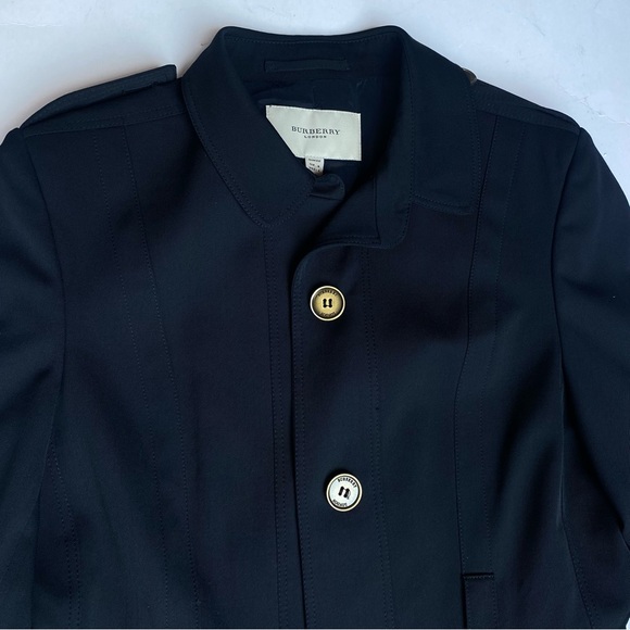 BURBERRY LONDON Black 100% Wool Collared Longsleeve Blazer Jacket Size US 6 - Picture 2 of 10